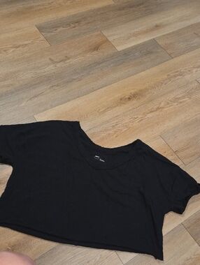 aerie Black Short Sleeve Crop Tee